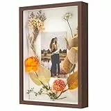 WISYOK 3D Bilderrahmen zum Befüllen A4, 3D Objektrahmen Tiefer 3cm, Tiefer Rahmen für Wand & Desktop, Shadow Box für Fotos, Objekte, Hochzeitsstrauß, DIY Kunstwerke -31x22,5x4,5cm (Walnussbraun)
