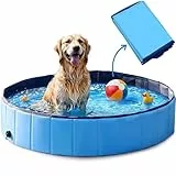 MERSJO Hundepool Dexter, 80x20 cm, Faltbarer Pool für Hunde und Tiere, 100L Fassungsvermögen, Rutschfester Boden, Blau
