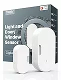MOES Smart Tür- und Fenstersensor mit Lichtsensor, ZigBee Magnetkontakt Tür-/Fensterkontakt, Erfordert Tuya/MOES Gateway, Drahtloser Sensor für Alarmanlage, Kompatibel mit Smart Life/Tuya APP