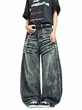 Zewool Herren Distressed Baggy Jeans Y2K Hip Hop Weite Beinform Skater Jeans Lässige Lockere Passform Denim-Hosen Streetwear Gerade Entspannte Passform 2000er Skateboard,B10 Retro Blau,XS