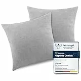 ATsense 2er Set Kissenbezug 45x45 cm - 100% Gewaschene Baumwolle, Grau Kopfkissenbezug mit Reißverschluss, Oeko-TEX Zertifiziert Weich, Nicht Lleicht Verformbar