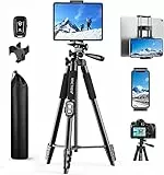 Handy Stativ, Upgrade 165cm / 65' Kamera Stativ für Smartphone iPad, 360° Drehung Tragbar Tripod mit Fernauslöser Kompatibel für Tablet, Alle Handy, iPhone, Samsung, Camera, Gopro