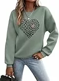 YUTILA Damen Sweatshirt mit Print – Rundhals Pullover mit Herzmotiv Und Briefdruck– 70% Baumwolle Bequem & Stylisch, Verschiedene Muster