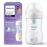 Philips AVENT Natural Response Babyflaschen – Babyflaschen mit AirFree Ventil, 260 ml, BPA-frei, für Neugeborene ab 1 Monat, Elefantenmotiv (Modell SCY673/81)
