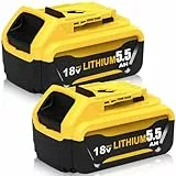 2Stück 5500mAh Ersatzakku für Dewalt Akku 18V 5.5Ah DCB200 DCB184 DCB180 DCB181 DCB182 DCB201 DCB204 DCB127 DCB112 DCB115 mit LED-Anzeige