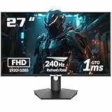 Great voell 27 Inch Curved Gaming Monitor, 240Hz Refresh Rate, 1ms Response Time, 130% sRGB, FHD 1080P, HDR, FreeSync, 300 cd/m簡 VA Panel, Frameless Design, Built-in Speakers, HDMI 1.4 & DP 1.2 Ports