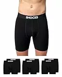 Snocks Lange Boxershorts Herren aus Bio-Baumwolle (6er Pack) - Atmungsaktiv und Ideal für Sport und Alltag - Kein juckendes Etikett und komfortabler Bund - Unterhosen Herren Gr.XL, Farbe Schwarz