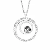 s.Oliver Kette mit Kreis Anhänger für Damen, Kristalle von Swarovski und Edelstahl, Silber