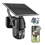 AMOROM 3G/4G LTE Überwachungskamera Aussen Solar mit SIM Karte, 2K Kamera Überwachung Akku Ohne WLAN mit Bewegungserkennung, Farb/IR Nachtsicht, 2-Wege-Audio, IP66 Wasserdicht