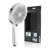 EISL STILO Handbrause DX7070, 3-fach verstellbarer Duschkopf, inklusive Wasserspardichtung, Universaler Brauseschlauchanschluss, Handbrause Dusche, chrom-weiß