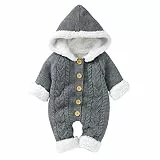 Neugeborene Baby Kapuze Strick Strampler Fleece Pullover Wärmer Schneeanzug Overall Overalls Onesies Baby Winter Oberbekleidung für Jungen Mädchen
