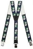 Olata Heavy Duty Herren-Hosenträger Y-Form mit Edelweiß Muster – 4 cm. Dunkelblau