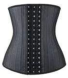 YIANNA Waist Trainer Damen Korsett Schwarz Taillenformer Latex Corsage Bauchweg Korsage Taillenmieder Shapewear Trimmer Underbust Corset,1210 Size XS