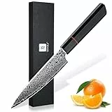 TIVOLI Damaszener Gemüsemesser - 5 Zoll Professionelles Japanisches Gebrauchsmesser zum Schneiden, Hacken und Zerteilen von Obst,Kommt mit Einer Schönen Geschenkbox