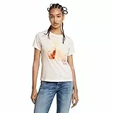 G-Star RAW Women's Tops Abstract Water Color Print r t wmn, Weiß (lt Chalk D24643-4107-1284), L