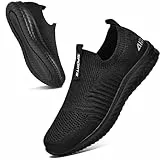 Littleplum Damen Slip On Sneaker Memory Foam Walkingschuhe Turnschuhe Fitness Gym Sportschuhe Bequeme Schuhe,B Schwarz,36 EU
