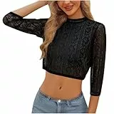 KOG Dirndl Bluse Damen Spitze Trachtenbluse Elegante Oktoberfest Outfit Frauen Dirndlbluse Teenager Mädchen Dirndlblusen Spitzenbluse Trachtenblusen Bayrische Bolero Festliche Blusen Schwarz M