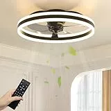 NIORSUN Deckenventilator mit Beleuchtung,50CM LED Lampe mit Ventilator,3 Farbtemperatur und 6 Geschwindigkeiten Deckenventilator mit Licht,APP/Fernbedienung Dimmbar Ventilator Deckenlampe Schwarz