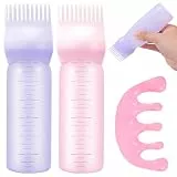 DUAIU Haaröl-Applikator-Flasche mit Kopfhautmassagegerät, Kamm, Haarfärbewerkzeug (lila, rosa), 2 Stück