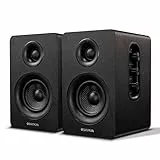 Sanyun SW208 3' Aktive Bluetooth 5.0 Regallautsprecher - 60W-Kohlefaser-Lautsprechereinheit - eingebauter 24-Bit-DAC - dynamischer 3D-Surroundsound – 2.0 Computer-PC-Monitor (Paar, schwarz)