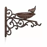 Relaxdays Vogeltränke, Gusseisen, Wandmontage, Wetterfest, Rostfrei, Wildvögel, Gartendeko, HxBxT 24 x 28 x 14 cm, braun