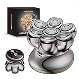 7D PRO Glatzen Rasierer Herren,MAXGROOM IPX6 Wasserdicht Kopfrasierer Glatze mit Magnetische Schwebender Kopf,1400mAh Akku Kopf Rasierer Herren,8800RPM Silber Head Shaver Men,Typc 0 mm Glatzenrasierer