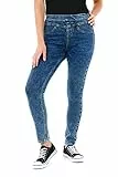 M17 Damen Women Ladies Denim Jeans Jeggings Sculpt Pull On Skinny Fit Casual Cotton Trousers Pants with Pockets, Acid Blue, 14