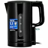 Clatronic® Wasserkocher 1L | 900W | BPA frei | Einhandbedienung | Wasserstandsanzeige | Kettle | Überhitzungsschutz | WK 3834 schwarz