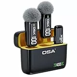 OSA Lavalier Mikrofon Kabellos, Wireless Mini Microphone Professionelles Dual Wireless Mikrofon Plug-Play Mikrofon Handy Kabellos Ansteckmikrofon mit Ladefach für iPhone Android Kamera PC