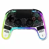 Snakebyte GAMEPAD RGB 4 - transparenter Wireless Controller für PlayStation 4, einstellbare RGB-Beleuchtung, starker Akku, belegbare Zusatztasten