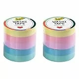 folia 26439 - Washi Tape, Klebeband aus Reispapier, Pastell, 5er Set, 10 m x 10 mm - ideal zum Verzieren und Dekorieren (Packung mit 2)
