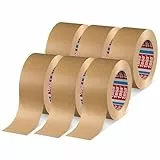 tesa tesapack 4713 Paketband im 6er Pack - Papier Klebeband zum Verschließen von Verpackungen, recyclingfreundlich und lösungsmittelfrei - braun - 6 Rollen je 50 m x 50 mm