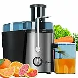 Panana Entsafter-Maschinen, Entsafter für Obst und Gemüse aus Edelstahl, 1000 W Zentrifugal-Entsafter-Maschine, mit 2 Geschwindigkeitsstufen, BPA-Frei, Leicht zu Reinigen, Silber