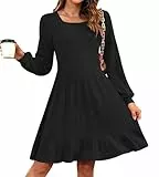AUSELILY Damen Strickkleid Herbst Pulloverkleid Langarm Kleid Outfit Winterkleider,Schwarz M