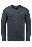 Blend BHLasse Herren Strickpullover Feinstrick Pullover mit V-Ausschnitt Baumwollmischung Regular fit, Größe:L, Farbe:Ensign Blue (70260)