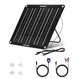 ECO-WORTHY 10W Aktualisiert Solar Autobatterie Ladegerät 12V, Monokristalline Solarmodul Erhaltungsladung, Solar Trickle Charger mit Halterung und Kabeln für Wohnwagen Auto Boot Motorrad