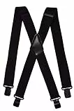 Olata Hosenträger Herren - Extra breite Träger und schwarze Metall-Clips, Hosenträger X-Form mit überkreuzten Trägern – 4 cm. Schwarz