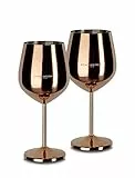 ECHTWERK bruchsichere Weingläser/Weinkelche aus Edelstahl, Weinglas-Set, Rotweinglas, Weinprobe-Gläser, Campinggläser, Cocktailgläser, robust, unzerbrechlich, Kupfer Edition, 2tlg, 21x 7,3cm, 0,5L