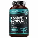 Nutravita L-Carnitin-Komplex - Hochwirksame Kapseln mit zusätzlichem Riboflavin, Biotin, Chrom, Vitamin D, B3 & B6 - Makronährstoff- & Energielieferant für den Stoffwechsel - 150 vegane Kapseln