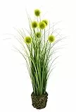 Künstlicher Grasbusch Knopfgras im Erdtopf Busch Kunstpflanze Dekogras Kunstgras Pflanze Ziergras Gras Grasbüschel Deko Gräser Frühjahrsdekoration Grünpflanze Solitärgras Dekopflanze Zimmerpflanze