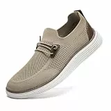 CAIQDM Bequeme nackte Slip-On-Loafer für Herren hautfreundliche rutschfeste Innensohlen Walking-Freizeitschuhe Retro-Mode leichte und atmungsaktive Outdoor-Fitness-Joggingschuhe Braun EU 44