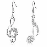 LEEQBCR 1 Paar Damen Baumeln Ohrringe Musiknote Tropfen Ohrringe für Mädchen Anti-Allergie Ohrring Gold oder Versilbert Ohrring mit Kristall