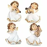 Logbuch-Verlag Engel Figuren mit Instrumenten 4er Set – Schutzengel aus Polyresin 5 cm als Tischdeko oder Geschenk