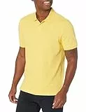 Amazon Essentials Herren Piqué-Poloshirt aus Baumwolle, Schmale Passform, Gelb, L