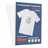 WinnerTransfer Professionelle Inkjet Transferfolien Für helle Stoffe A4X8 Blatt Bügelfolie für T- Shirts,Textilienfolie,Transferpapier,Bügelpapier für Bügeleisen und Hitzepresse(D-WT-2-8)