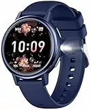findtime Damen Smartwatch mit Telefonfunktion, 1.26' IPS Rund Touchscreen Elegante Schwarz Armbanduhr mit Menstruationszyklus Schlafmonitor Schrittzähler Taschenlampe