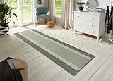 Hanse Home Teppich Läufer Band 80x500cm – Teppichläufer Weicher Kurzflor Teppich Modernes Design Läufer für Flur, Schlafzimmer, Kinderzimmer, Badezimmer, Wohnzimmer, Küche Dekoläufer – Grün