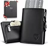 TENBST Geldbörse Herren Slim Wallet mit RFID-Schutz | Premium Leder Portemonnaie mit Münzfach | Tragbar und Langlebig Geldbeutel Herren | Mini Kreditkartenetui Kartenetui Männer