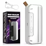 Ultralent Mini Folienschweißgerät, Bag Sealer 2-in-1 mit Cutter, Magnetfuß & 2-Stufen Siegelung - Wiederaufladbar (Sicher mit Auto-Off) - Für Plastiktüten, Beutel & Snacks - Weiß