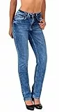 ESRA Damen Straight Fit Jeans Hose Damen Jeanshose gerader Schnitt bis Übergröße G700